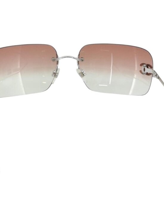 CHANEL COCO Mark Sunglasses metal Silver CC Auth 185051V main image 9